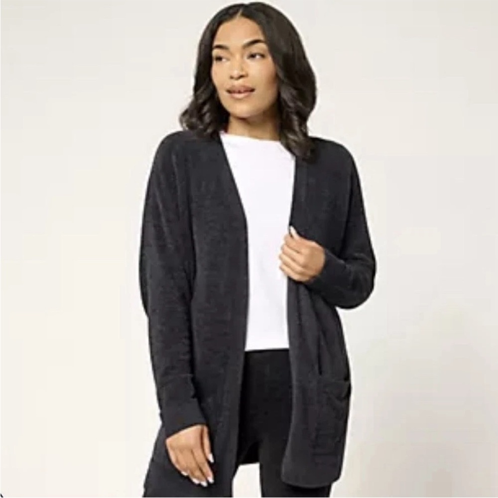 Barefoot Dreams CozyChic Ultra Lite Sunrise Cardigan BLK SZ XS Casual Comfy